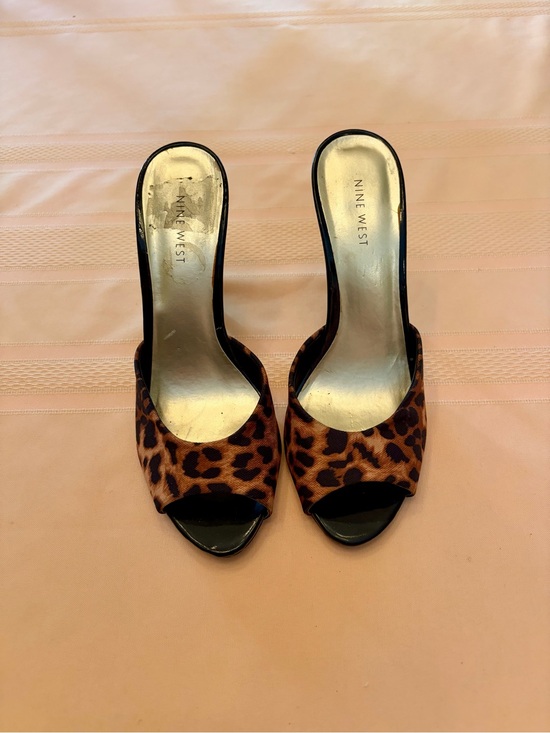 Nine West Shoes - Nine West Leopard-Print Open Toe Slide Heels in Brown and Black